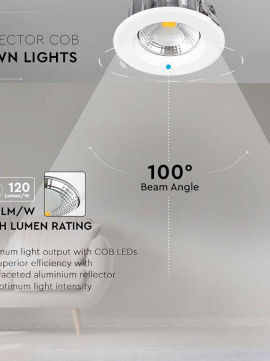 V-TAC Στρογγυλό Χωνευτό LED Panel 40W με Ψυχρό Λευκό Φως 6500K
