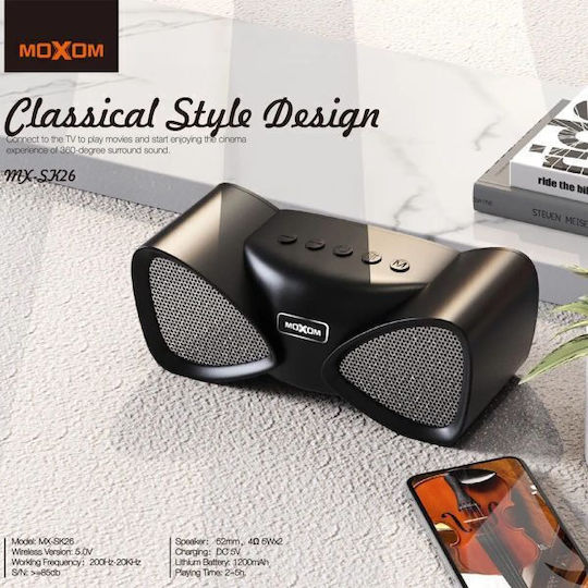 Moxom Alien Ηχείο Bluetooth με Διάρκεια Μπαταρίας έως 5 ώρες Μαύρο