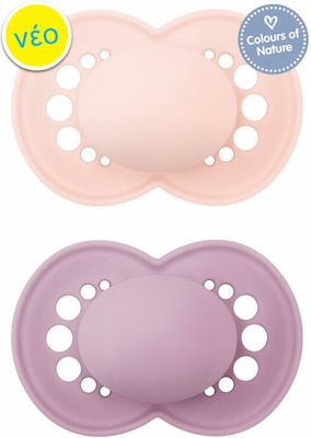 Mam Orthodontic Pacifiers Silicone Colours of Nature Matt Pink - Purple for 6-16 months 2pcs