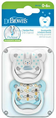 Dr. Brown's Orthodontic Pacifiers Silicone PreVent Butterfly White with Case for 0-6 months 2pcs