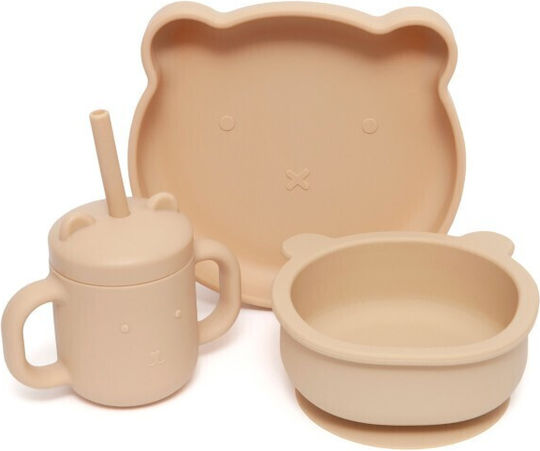 Petit Monkey Baby Cup with Handles and Straw made of Silicone Orange 175ml