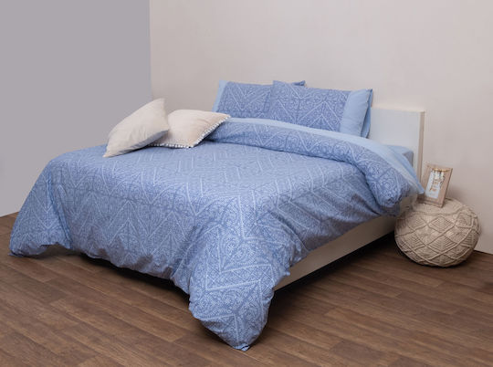Viopros Комплект чаршафи Единично Памучни Син 160x260см 3бр