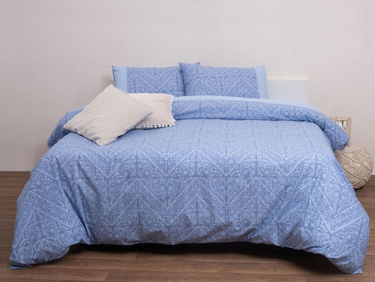 Viopros Комплект чаршафи Единично Памучни Син 160x260см 3бр