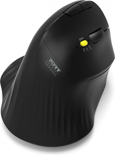 Port Designs 900719 Wireless Ergonomic Bluetooth Mouse with Trackball Black