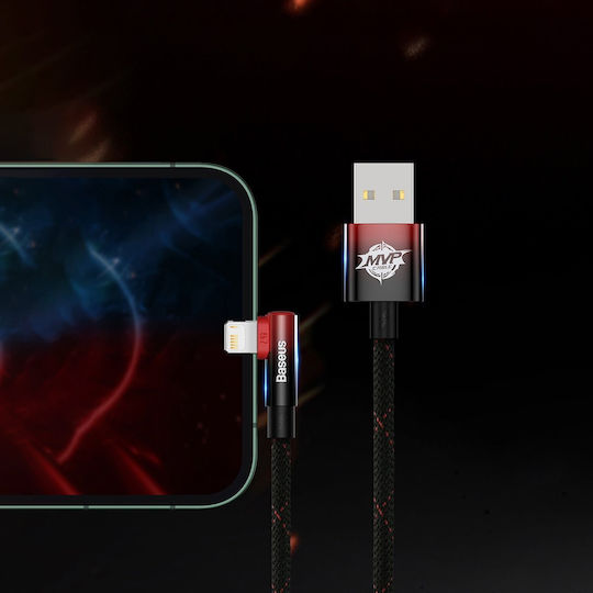 Baseus MVP 2 Angle (90°) / Braided USB to Lightning Cable Μαύρο / Κόκκινο 2m
