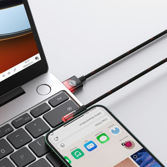Baseus MVP 2 Angle (90°) / Braided USB to Lightning Cable Μαύρο / Κόκκινο 2m