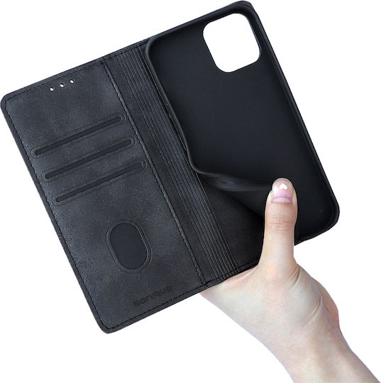 Sonique Vintage Wallet Δερματίνης Μαύρο (OnePlus Nord)