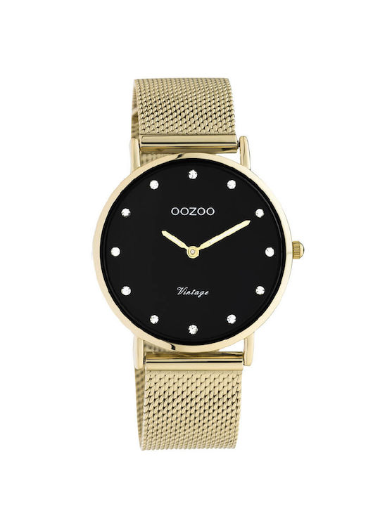 Oozoo Vintage Γυναικείο Ρολόι 32mm Μπαταρίας με Χρυσό Μεταλλικό Μπρασελέ