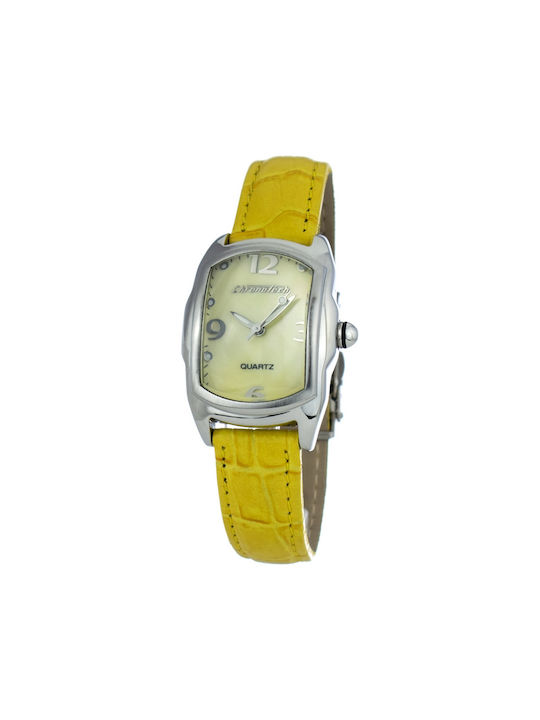 Chronotech Uhr mit Gelb Lederarmband CT9743LS-05