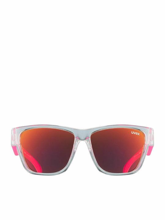 Uvex Sportstyle 508 Clear Pink Άθραυστα Τετράγωνα Παιδικά Γυαλιά Ηλίου με Καθρέφτη Φακό Διάφανα