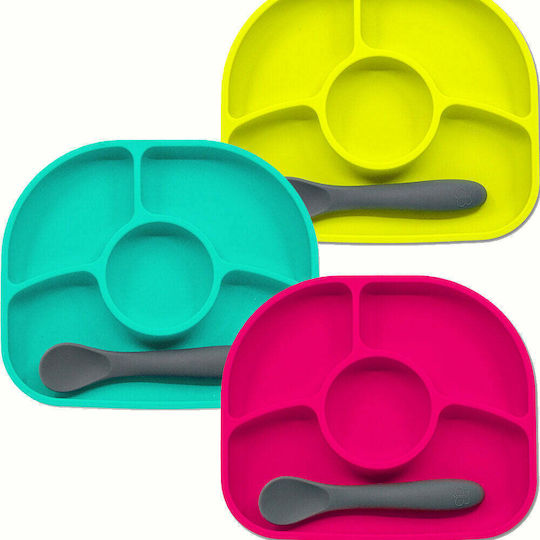 Bbluv Feeding Set Yümi made of Silicone with Non-Slip Base Fuchsia 2pcs