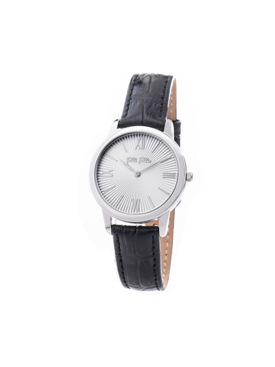 Folli Follie Watch with Black Leather Strap