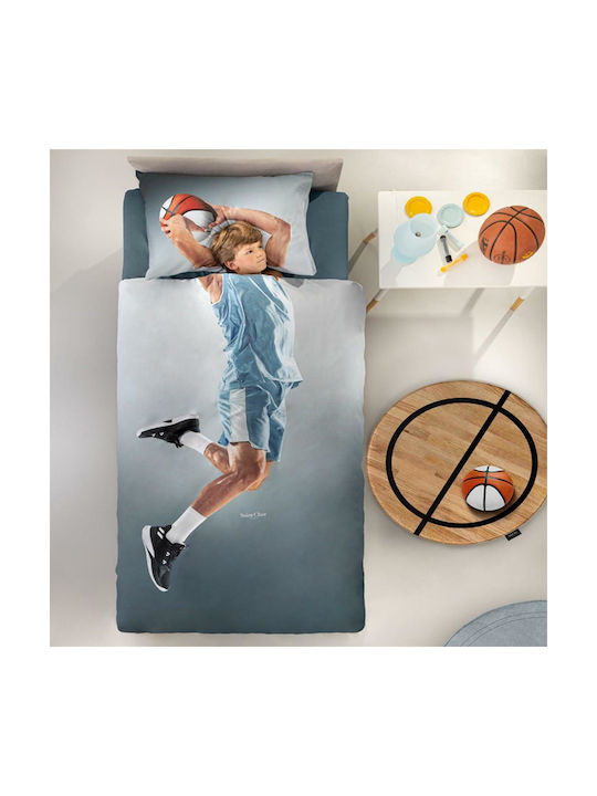 Saint Clair Hoop Suede Set Kids Duvet Cover Single with Pillowcase Cotton Gray 165x225cm