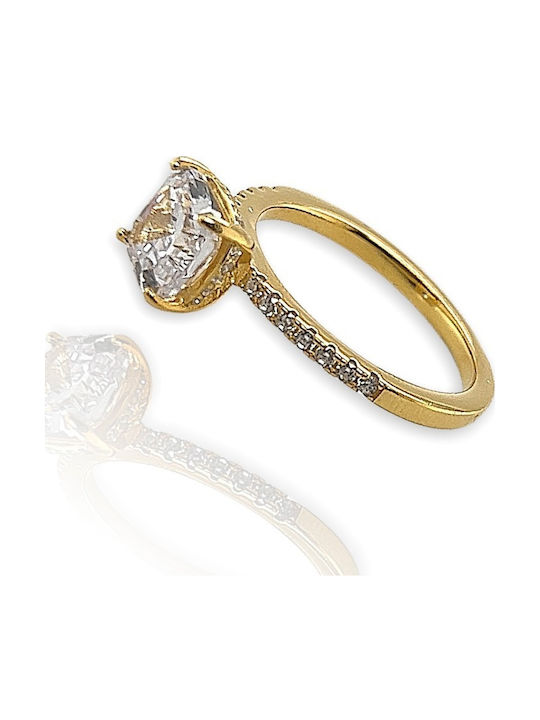 Prince Silvero Single Stone Ring From Gold Plated Silver Prince Silvero Single Stone Ring From Gold Plated Silver