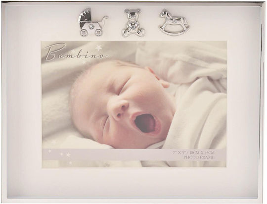 Bambino Mio Rama Foto Pentru Copii Placată Cu Argint Albă 18x13cm