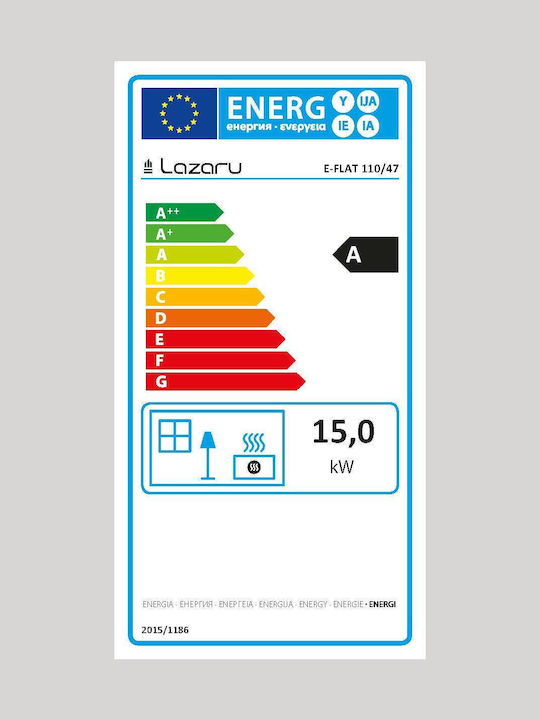 Lazaru e-Flat 110/47 Kaminofen Holz Warmluft 15kW Gerade mit Schiebeschranktür mit Lüfter-Set