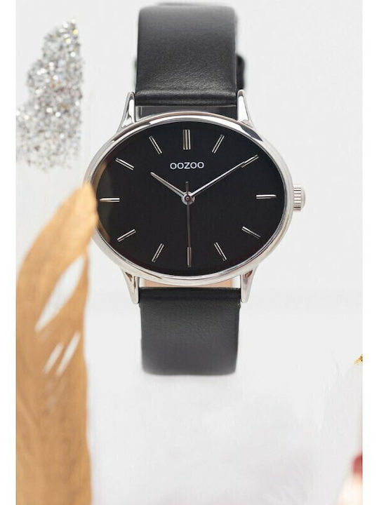 Oozoo Timepieces Ceas de Damă cu Negru Curea din Piele