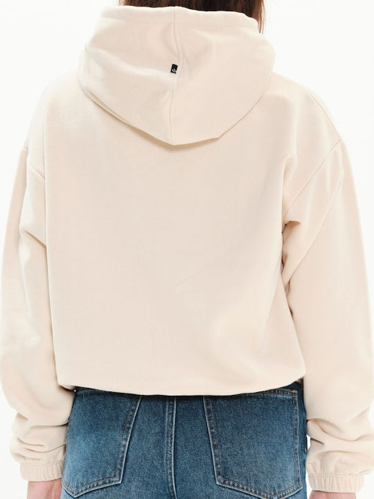 Women's Sweatshirt Velvet Hooded Ecru