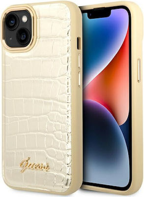 Guess Croco Collection Umschlag Rückseite Synthetisches Leder Gold (iPhone 14 Plus) GUHCP14MHGCRHD