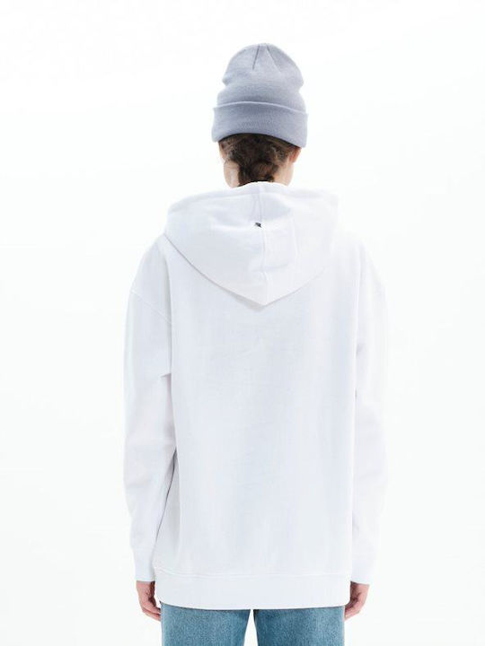 Long Women's Sweatshirt Velvet Hooded White