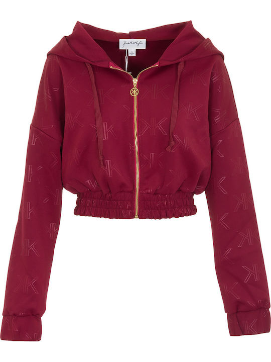 Cropped Women's Sweatshirt Jacket Fuchsia