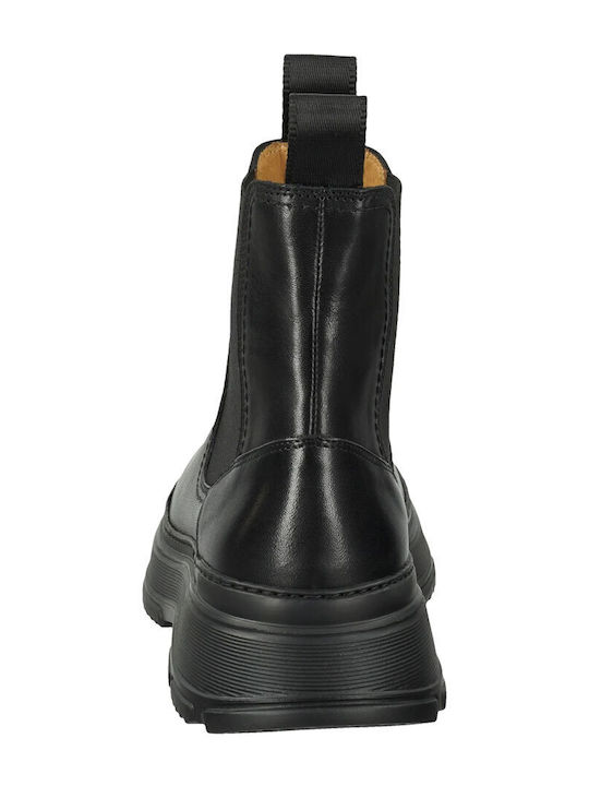 Janebi Leder Damen Chelsea Stiefeletten Schwarz