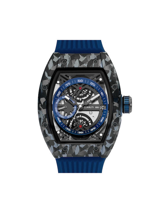 Cerruti Ovaro Watch Battery with Blue Rubber Strap