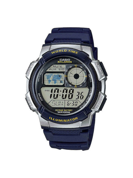 Casio Sports Digital Watch Chronograph Battery with Black Rubber Strap