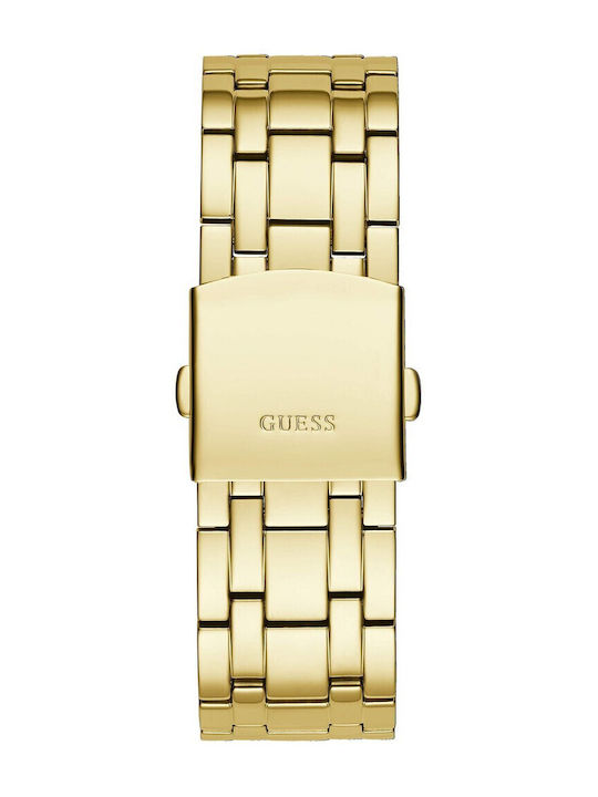 Guess Continental Ανδρικό Ρολόι 44mm Χρονογράφος Μπαταρίας με Χρυσό Μεταλλικό Μπρασελέ
