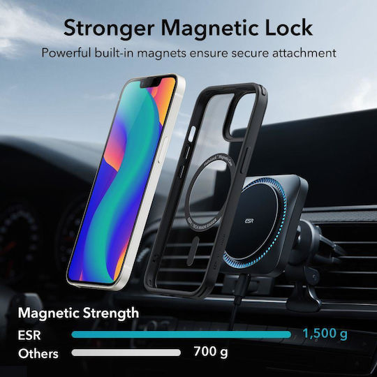 ESR CH Halolock Magsafe Задна корица Силикон 0.5мм Clear/Black (iPhone 14 Plus)