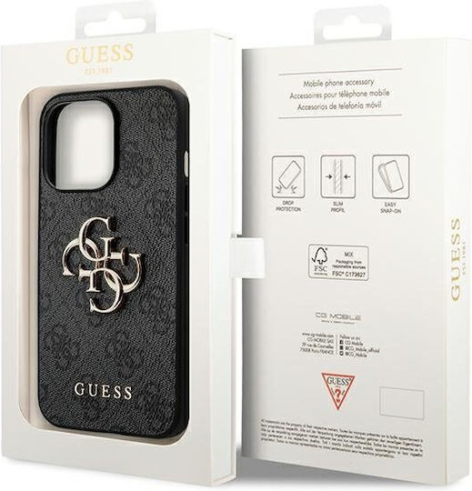 Guess Metal Logo Umschlag Rückseite Kunststoff Gray (iPhone 14 Pro Max)