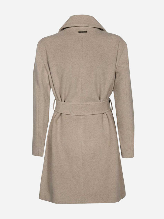 Women's Long Lifestyle Jacket for Winter Beige