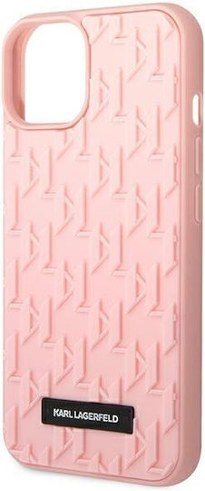 Karl Lagerfeld 3D Monogram Umschlag Rückseite Silikon Rosa (iPhone 14 Plus)