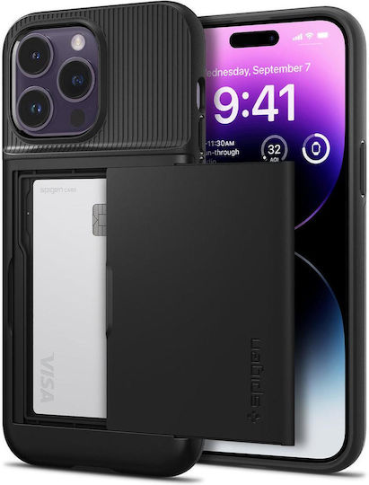 Spigen Slim Armor CS Back Cover Plastic / Silicone with Card Holder Black iPhone 14 Pro