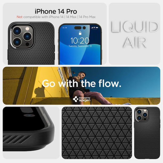 Spigen Liquid Air Umschlag Rückseite Silikon Matte Black (iPhone 14 Pro)