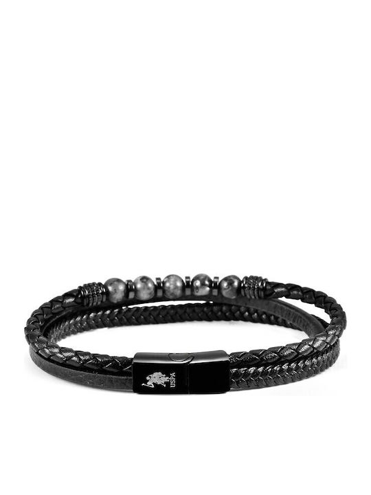 U.S. Polo Assn. Brandon Ανδρικό Βραχιόλι από Δέρμα 21.5cm