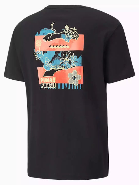 Puma T-shirt Bărbătesc cu Mânecă Scurtă Negru