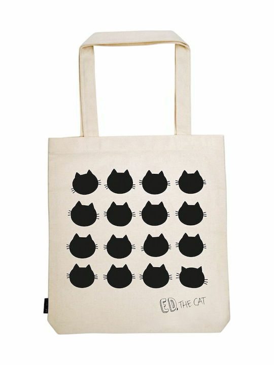 Moses Cat Edyoucation Cotton Shopping Bag in Beige color