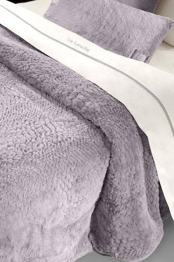 Guy Laroche Crusty Furry Double Blanket Set 220x240cm Melanze