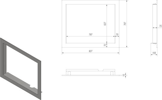 Kratki Χαλύβδινη Πρόσοψη Τζακιού 92.7x76.7cm