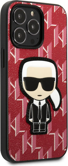 Karl Lagerfeld Monogram Ikonik Umschlag Rückseite Silikon Rot (iPhone 13 Pro Max)