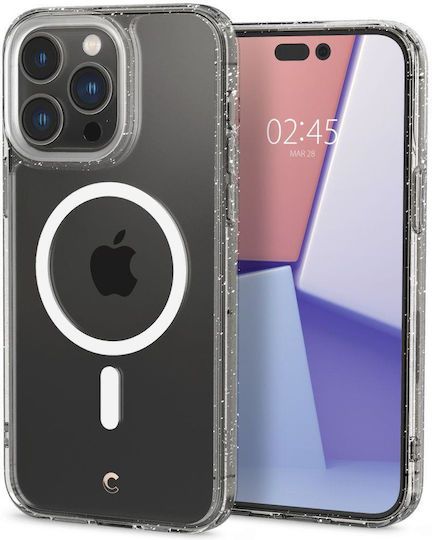 Spigen Cyrill Shine MagSafe Back Cover Σιλικόνης 0.2mm Σετ με Τζαμάκι Glitter Clear (iPhone 14 Pro)