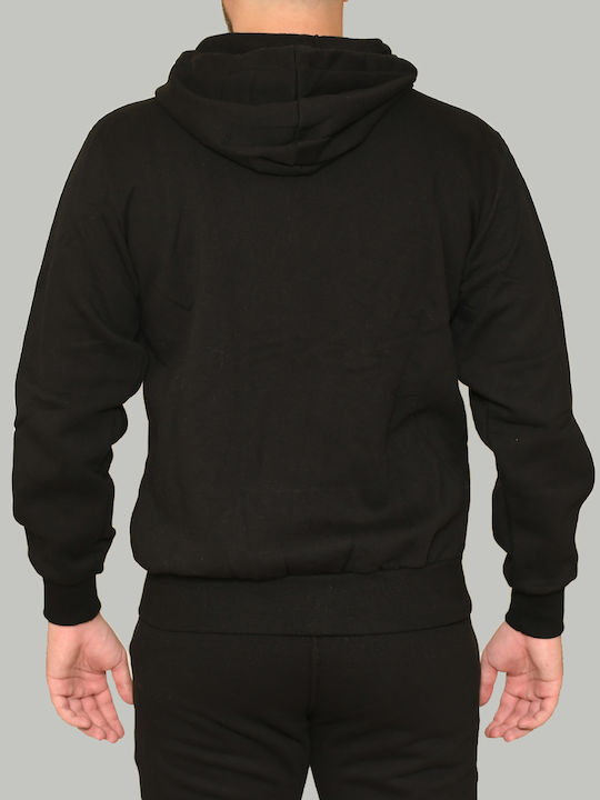 Paco & Co Men's Sweatshirt Jacket with Hood and Pockets Black