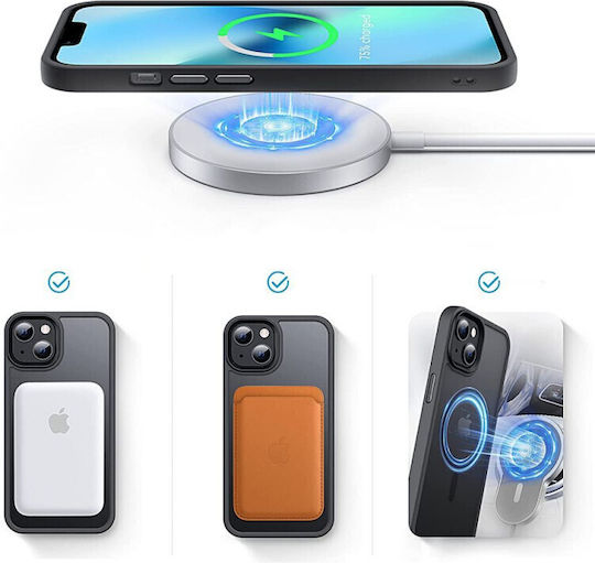 Tech-Protect Magmat Magsafe Back Cover Πλαστικό / Σιλικόνης 2mm Clear/Black (iPhone 14)