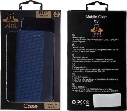 Idol 1991 Elite Anti-RFID Book Δερματίνης Μπλε (iPhone 14 Pro)