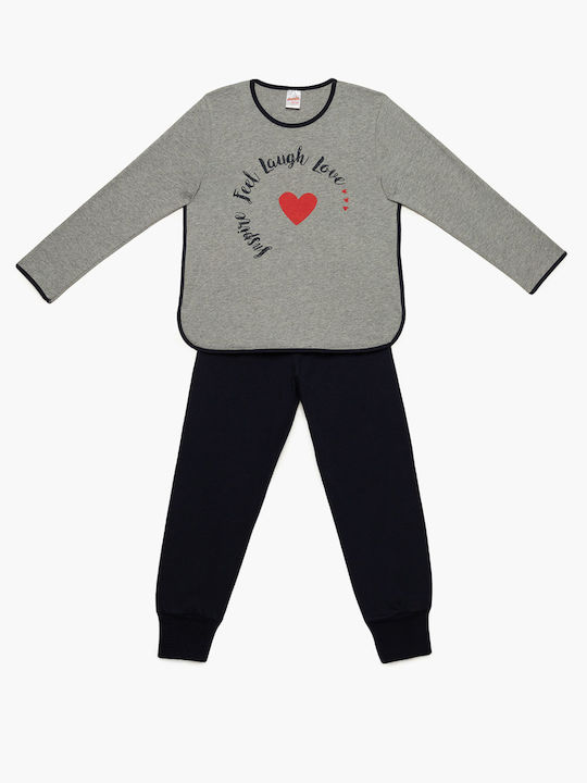 Minerva Set Top & Bottom Kids Winter Cotton Pyjamas Gray