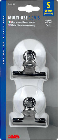 Lampa Car Interior Accessories Metal Clips with Suction Cup for Holding Papers on Glass 2 pcs