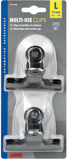 Lampa Car Interior Accessories Metal Clips with Suction Cup for Holding Papers on Glass 75mm 2 pieces