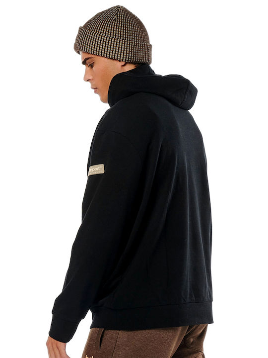 Body Action Men's Sweatshirt with Hood and Pockets Black