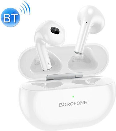 Borofone BW09 Sound Rhyme Earbud Bluetooth Handsfree Ακουστικά με Θήκη Φόρτισης Ceramic White